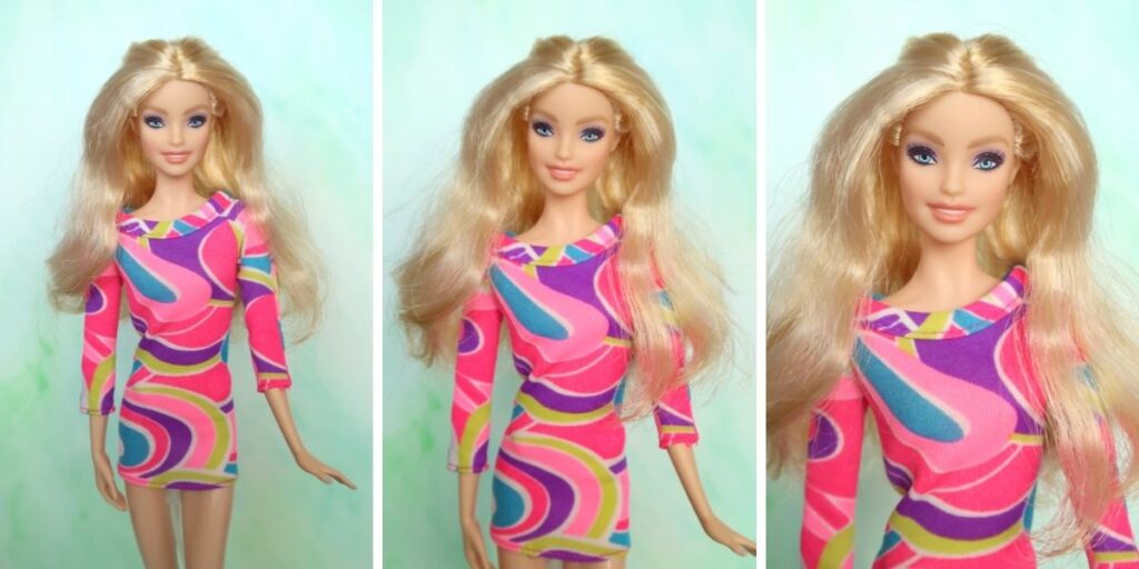 Barbie BW 2021 v šatech od Totally hair